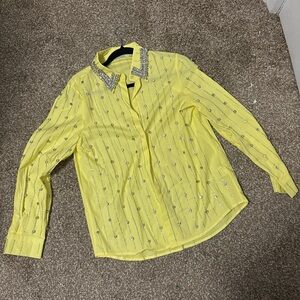 Yellow Beaded Long Sleeve Shirt
